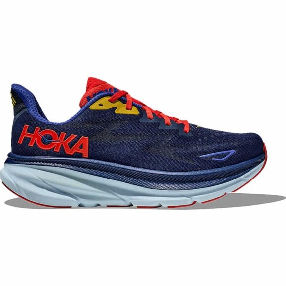 Hoka One One Men's Dazzling Blue Red Clifton 9 Athletic Running Shoes Size 11.5D - Picture 1 of 8